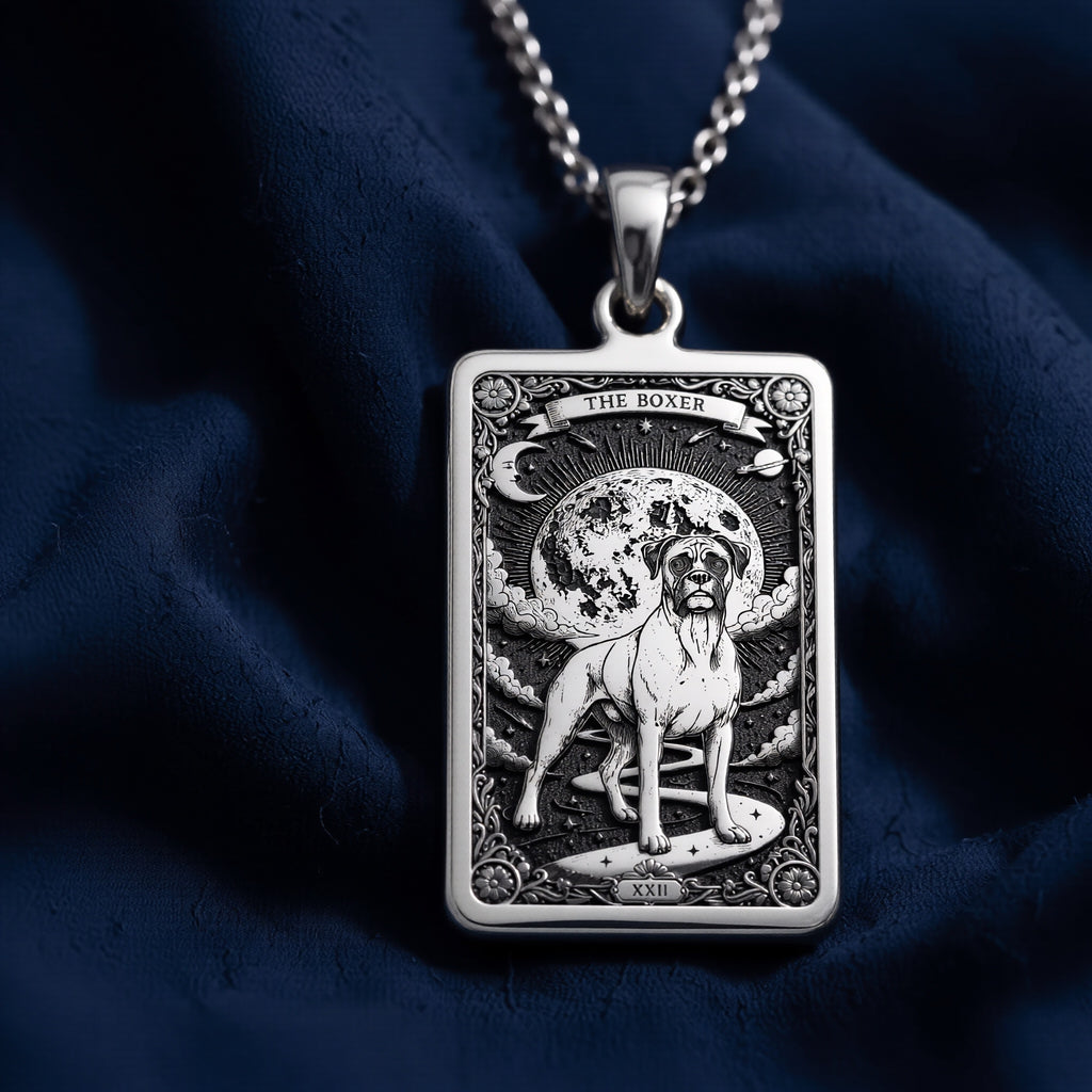 Boxer Dog Portrait Medallion Pendant - 925 Sterling Silver