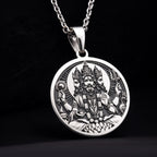 Brahma Creator God Pendant Pendants 925 925 Sterling Silver round pendant featuring a regal bearded deity design on a chain.