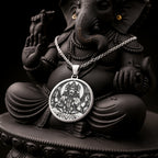 Brahma Creator God Pendant Pendants 925 925 Sterling Silver Ganesha motif pendant necklace with circular design