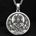 Brahma Creator God Pendant Pendants 925 925 Sterling Silver pendant necklace featuring a detailed round medallion of a bearded deity.