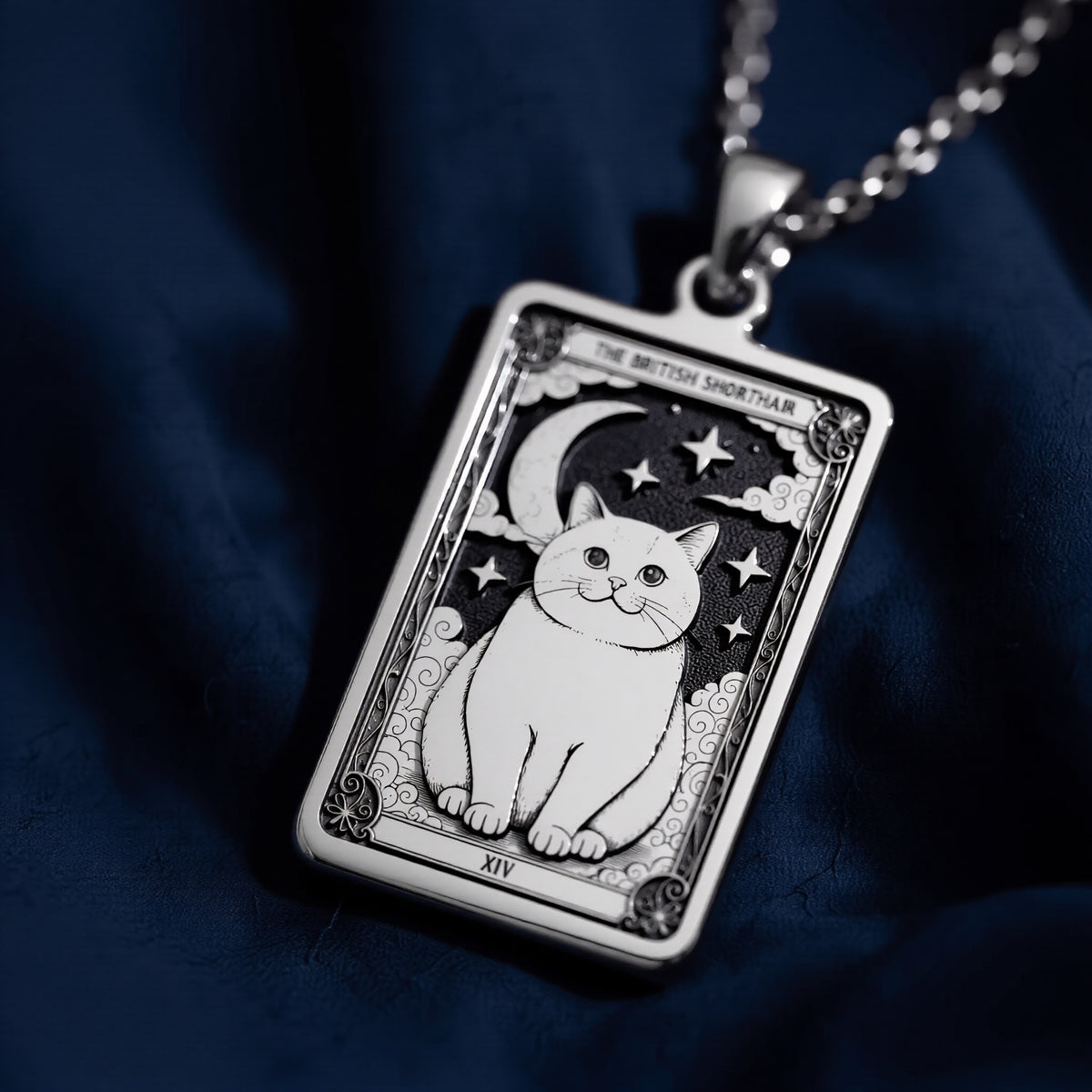 Personalized British Shorthair Cat Tarot Necklace - 925 Sterling Silver