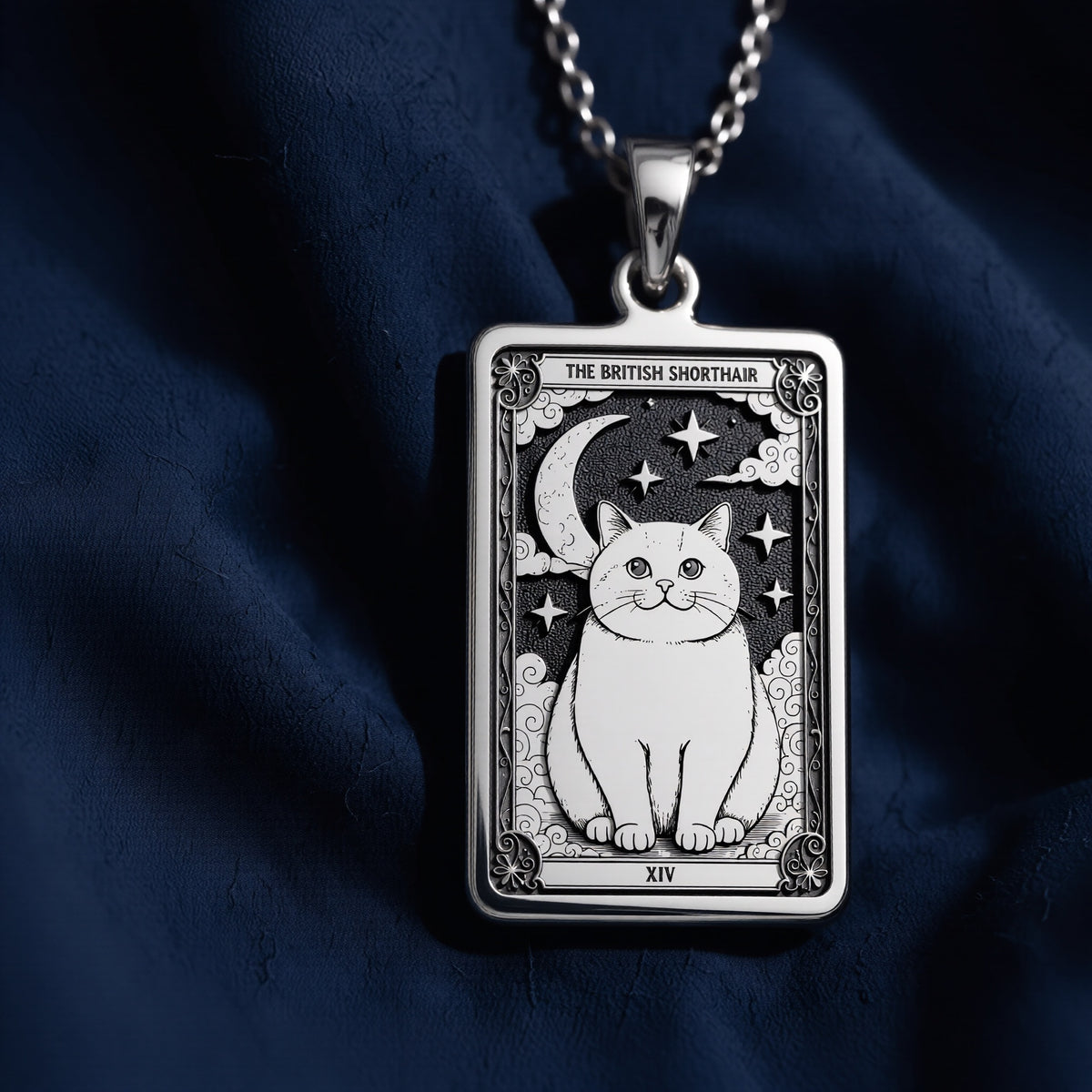 Personalized British Shorthair Cat Tarot Necklace - 925 Sterling Silver