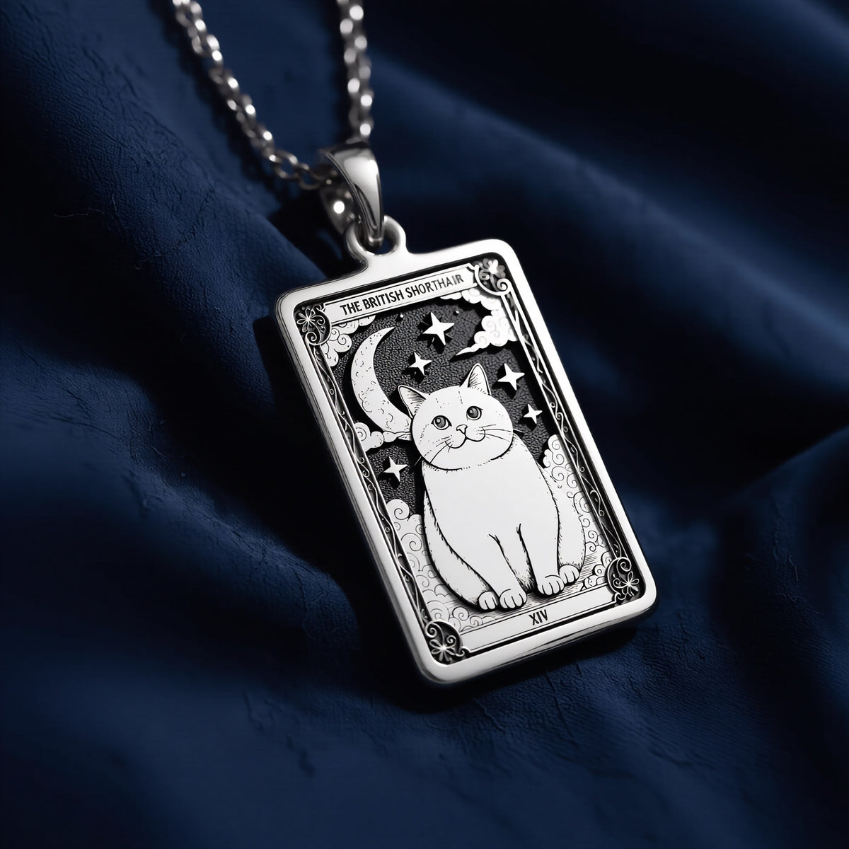 Personalized British Shorthair Cat Tarot Necklace - 925 Sterling Silver