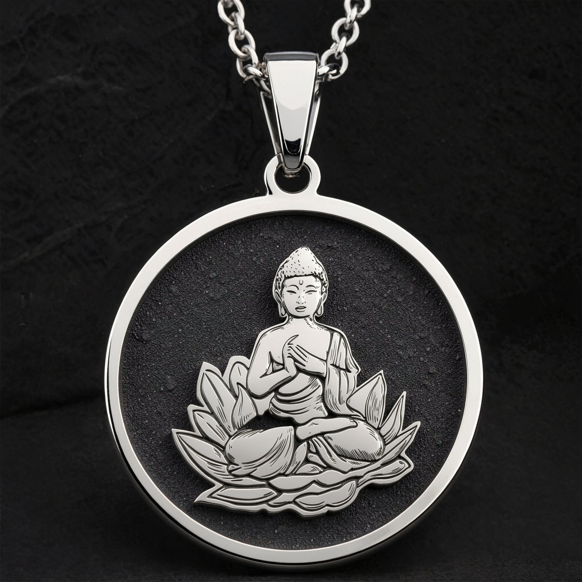 Buddha Lotus Yoga Talisman Necklace Pendants 925 925 Sterling Silver pendant of a seated Buddha on a lotus base necklace