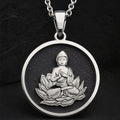 Buddha Lotus Yoga Talisman Necklace Pendants 925 925 Sterling Silver pendant of a seated Buddha on a lotus base necklace