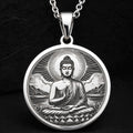 Buddha Medaillon Halskette | Silber & Plattierte Optionen - Spiritueller Schutz Göttliches Symbol