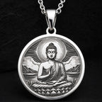 Buddha Medaillon Halskette | Silber & Plattierte Optionen - Spiritueller Schutz Göttliches Symbol