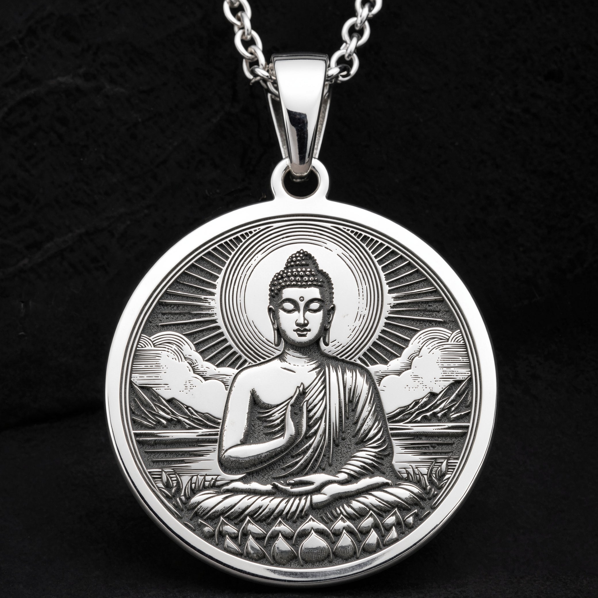Buddha Medaillon Halskette | Silber & Plattierte Optionen - Spiritueller Schutz Göttliches Symbol