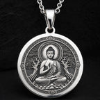 Meditating Buddha Mindfulness Pendant Necklaces 925 925 Sterling Silver pendant of a meditating Buddha with tree motifs on a chain necklace
