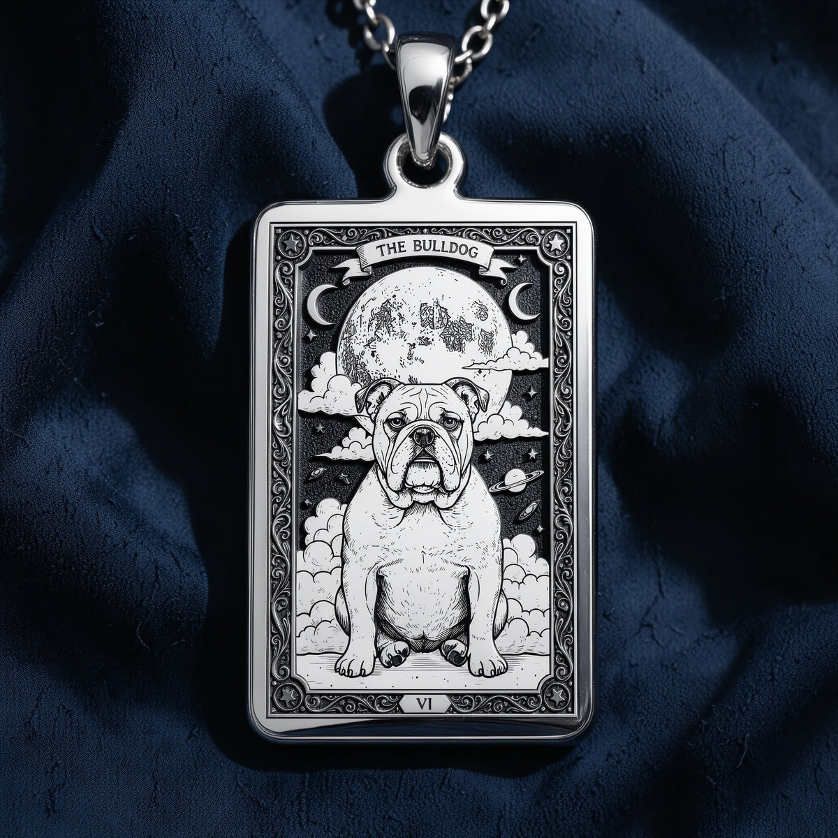 Bulldog Pendant Necklace - Tarot Spirit Animal Charm - 925 Sterling Silver