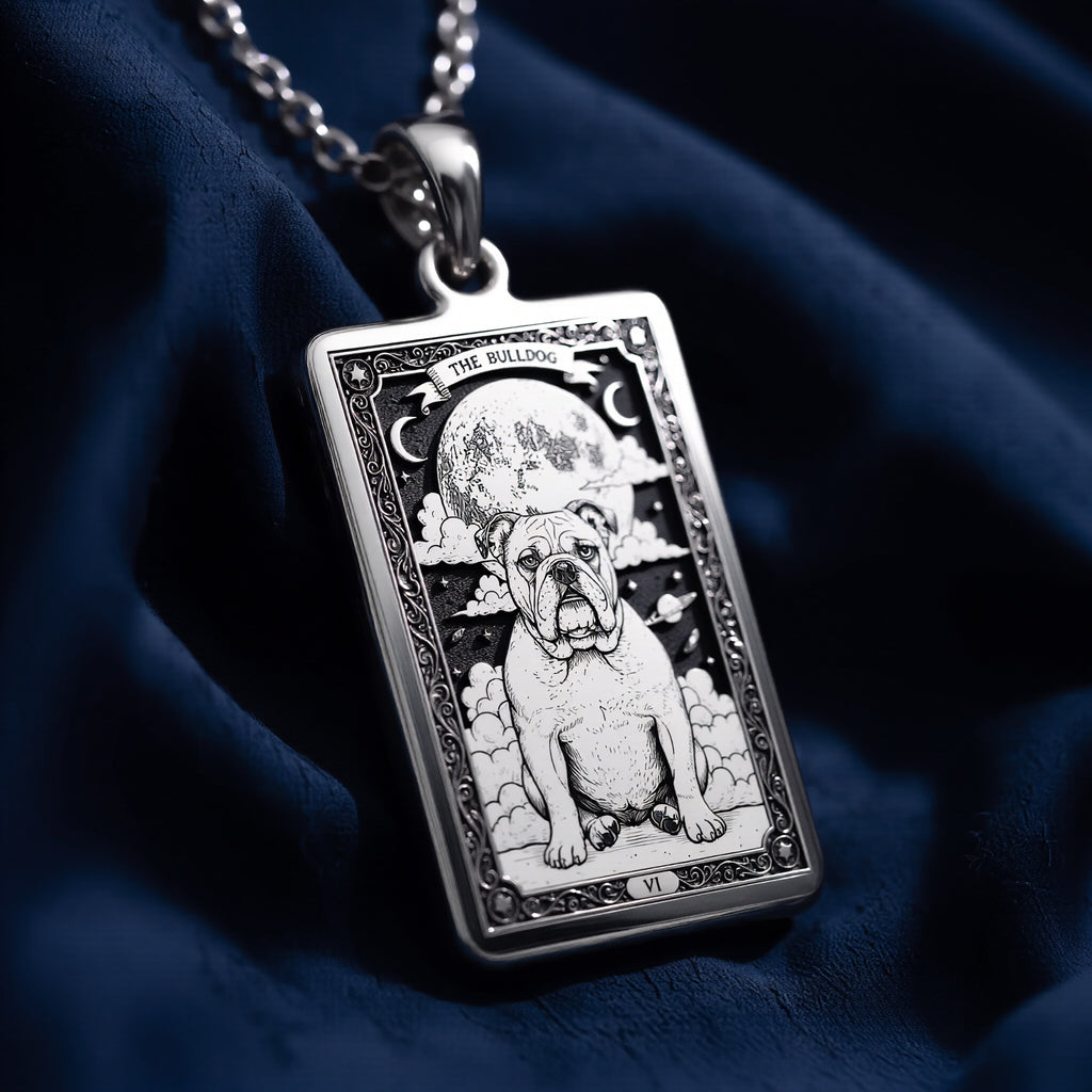 Bulldog Pendant Necklace - Tarot Spirit Animal Charm - 925 Sterling Silver