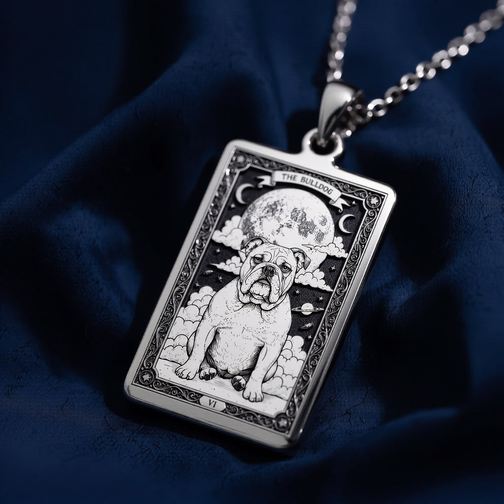 Bulldog Pendant Necklace - Tarot Spirit Animal Charm - 925 Sterling Silver