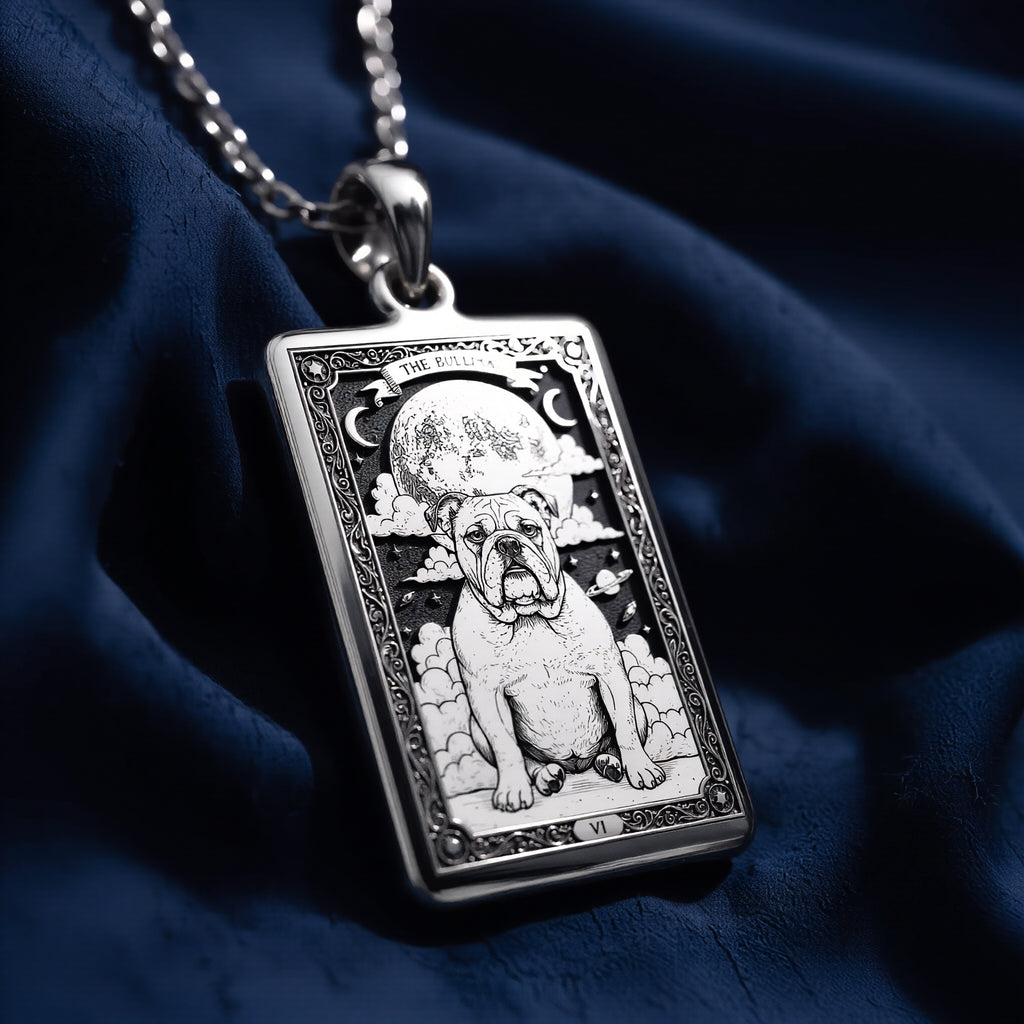 Bulldog Pendant Necklace - Tarot Spirit Animal Charm - 925 Sterling Silver