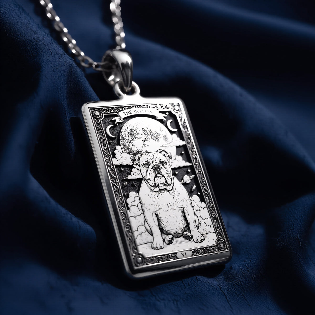 Bulldog Pendant Necklace - Tarot Spirit Animal Charm - 925 Sterling Silver