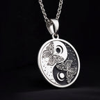 Butterfly Yin Yang Celestial Pendant Pendants 925 925 Sterling Silver pendant necklace featuring intertwined butterfly design and crescent shape.