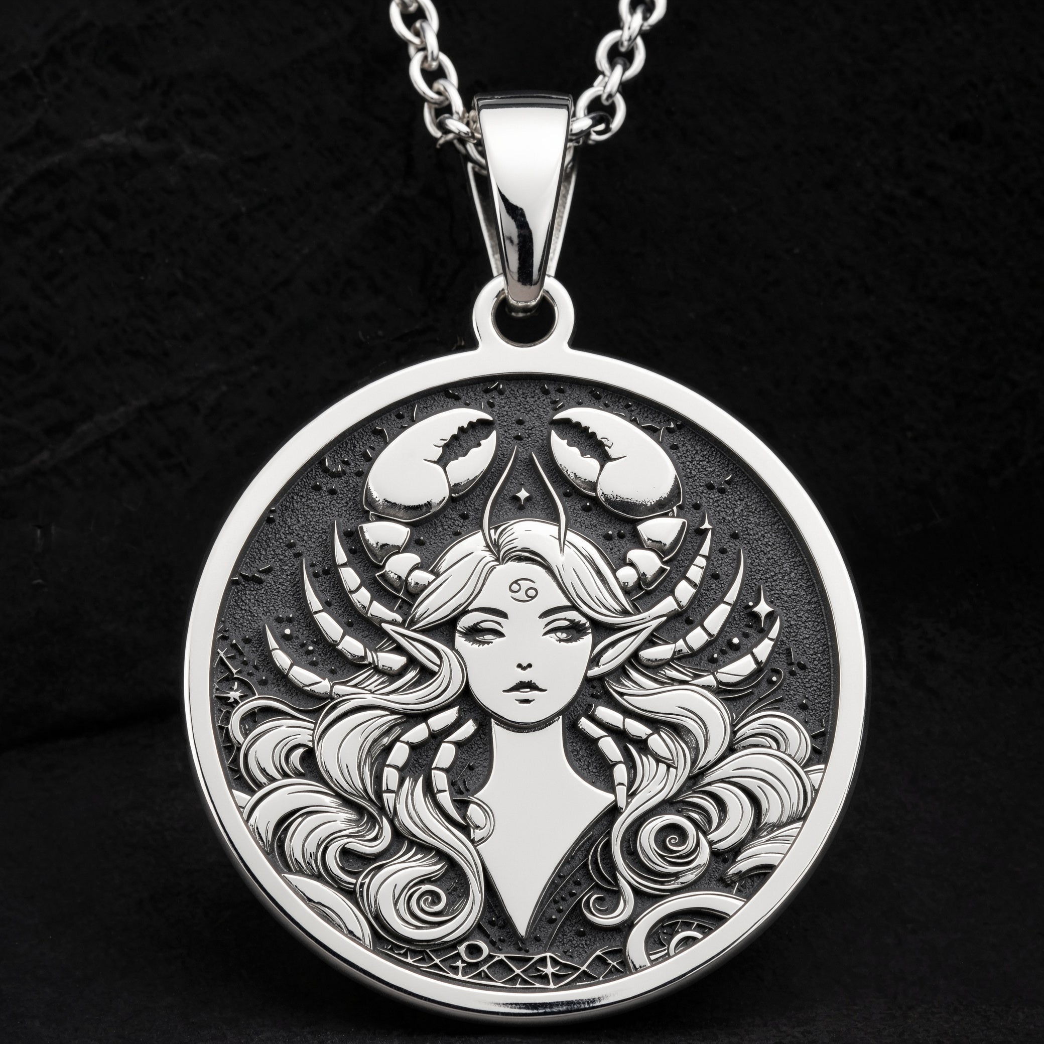 Cancer Zodiac Astrological Sign Pendant | Silver & Plated Options - Birthdate Jewelry Star Map