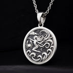 Krishna Amulet Spiritual Pendant Necklaces 925 925 Sterling Silver pendant necklace featuring an ornate figure intertwined with swirling scrollwork.