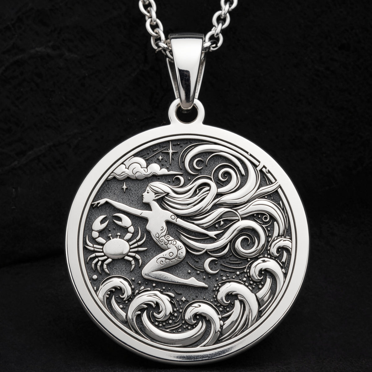 Krishna Amulet Spiritual Pendant Necklaces 925 925 Sterling Silver mermaid swimming with octopus pendant necklace