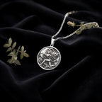Capricorn Goat Zodiac Pendant Pendants 925 925 Sterling Silver round pendant featuring a classical figure design on a chain.