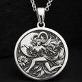 Capricorn Goat Zodiac Pendant Pendants 925 925 Sterling Silver sterling silver pendant featuring a reclining female figure design on a round disc.