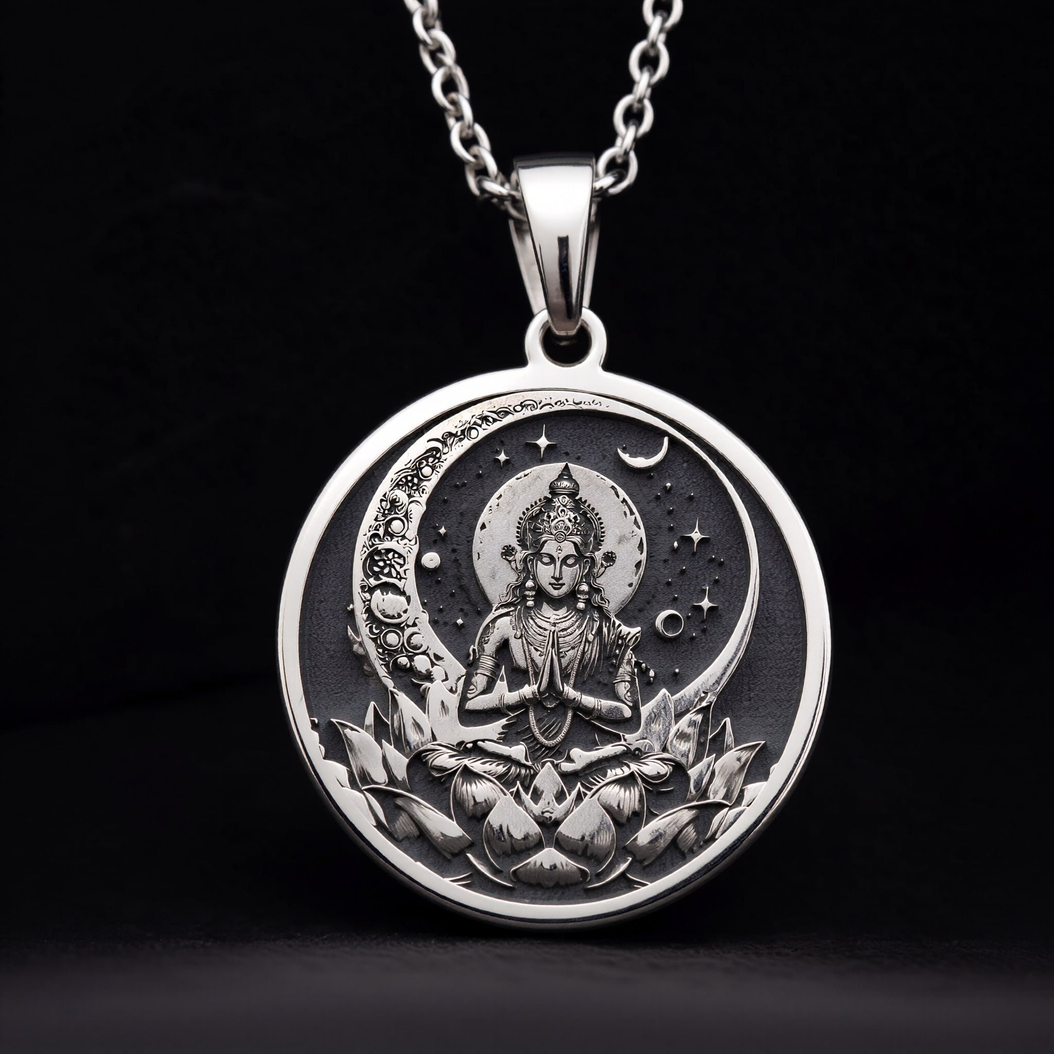 Chandra Moon Celestial Pendant | Silver & Plated Options - Cosmic Energy Astronomy Lover
