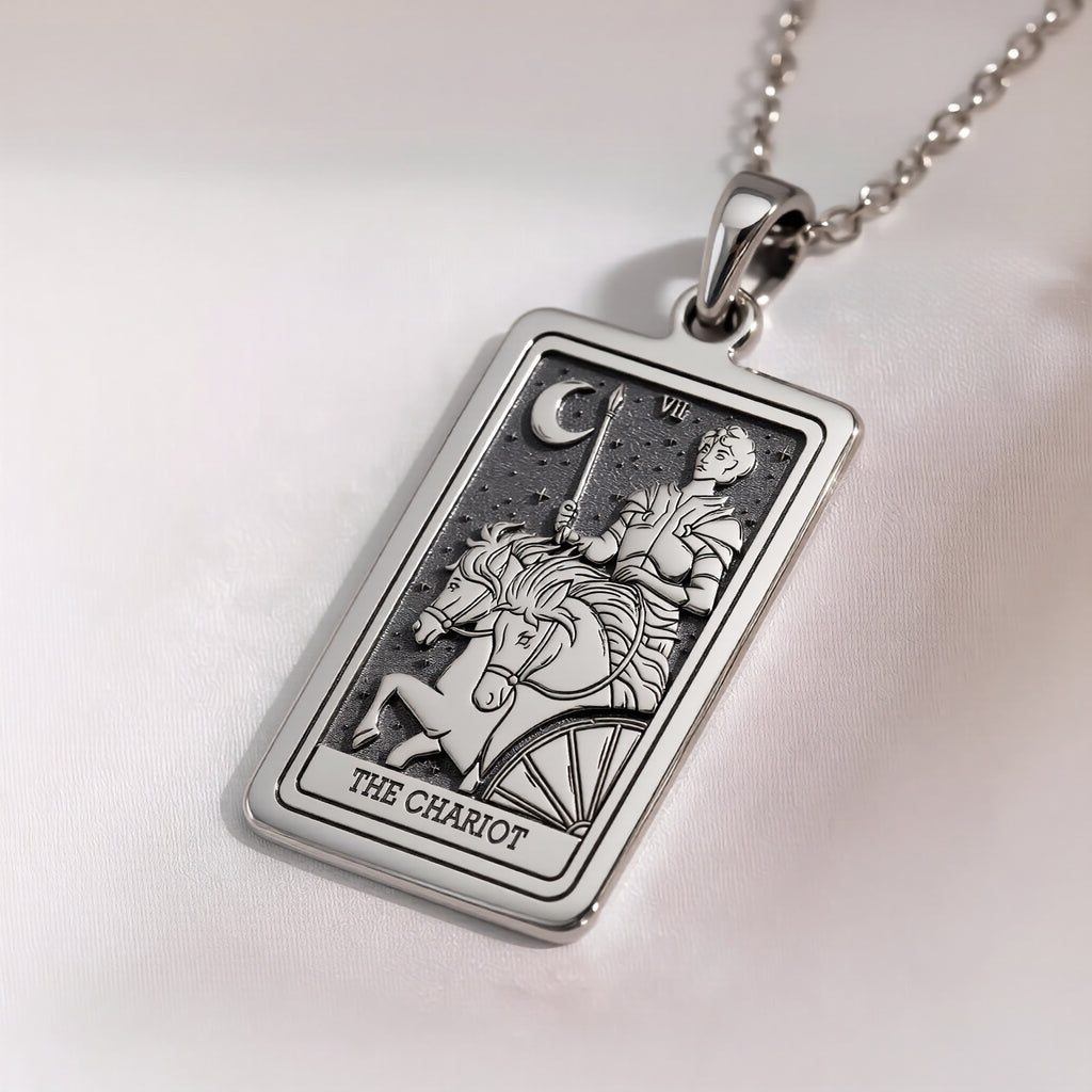 Chariot Sphinx Tarot Pendant | Silver & Plated Options - Ancient Mythology Protection Talisman