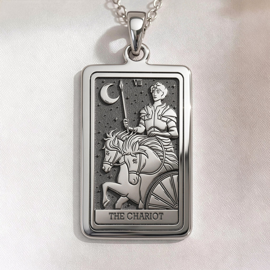Chariot Sphinx Tarot Pendant | Silver & Plated Options - Ancient Mythology Protection Talisman