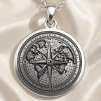 Compass Necklace Necklaces 925 925 Sterling Silver world map and compass rose pendant necklace