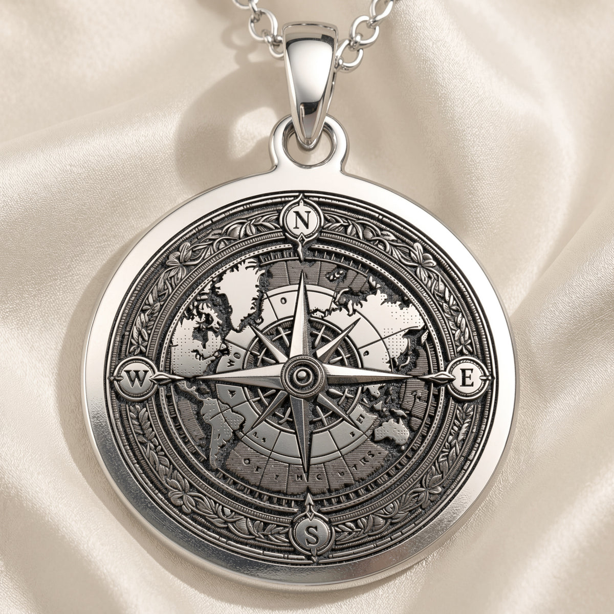 sterling silver necklace World Map Compass Travel | & Options - Nautical Wanderlust Gift om