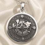 sterling silver necklace World Map Compass Travel | & Options - Nautical Wanderlust Gift om