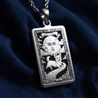 An heirloom-quality 14K solid gold Corgi tarot pendant. The art shows the whimsical dog under a moon, symbolizing a playful spirit, a precious dog mom gift.