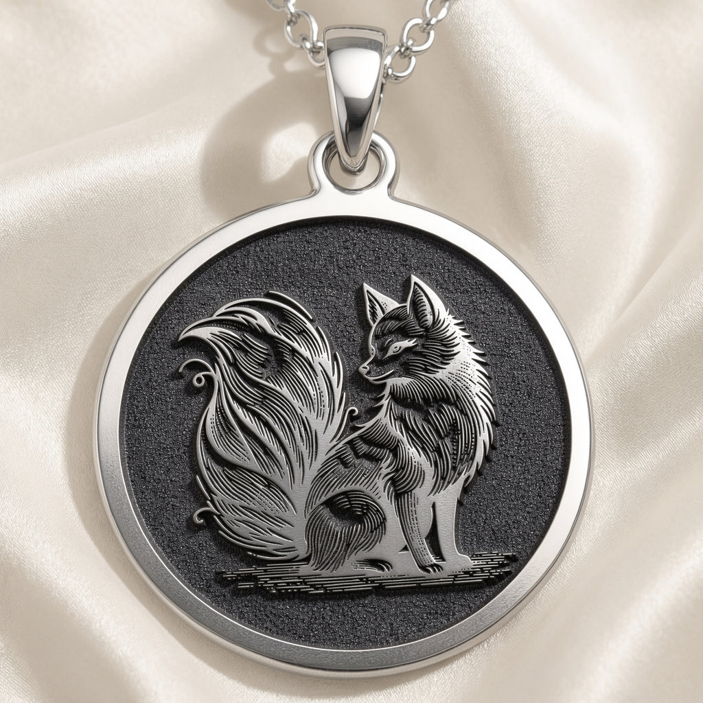 Fox Spirit Animal Charm Necklace Necklaces 925 925 Sterling Silver metal wolf sitting pendant necklace with detailed outline design