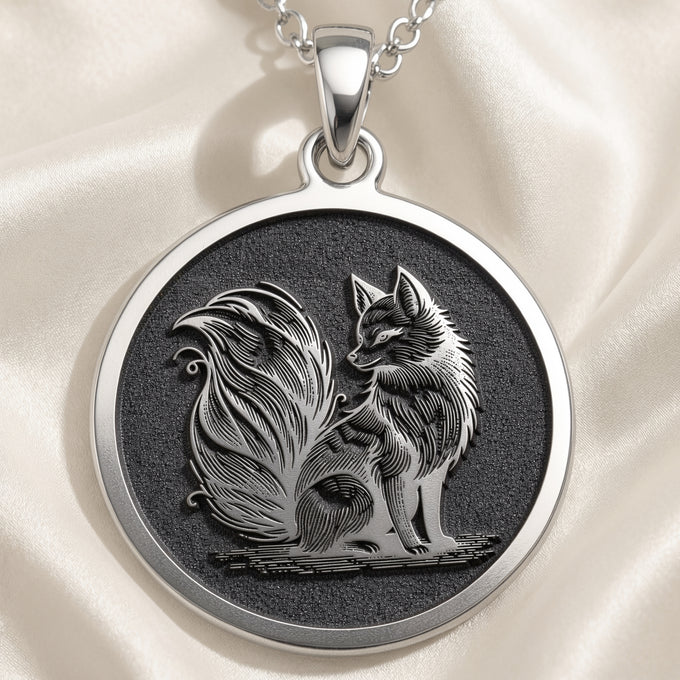 Fox Spirit Animal Charm Necklace Necklaces 925 925 Sterling Silver metal wolf sitting pendant necklace with detailed outline design