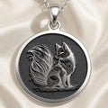 Fox Spirit Animal Charm Necklace Necklaces Silver metal wolf sitting pendant necklace with detailed outline design