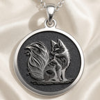 Fox Spirit Animal Charm Necklace Necklaces 925 925 Sterling Silver metal wolf sitting pendant necklace with detailed outline design