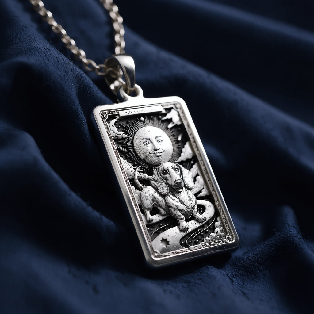 Dachshund Tarot Dog Mom Medallion - 925 Sterling Silver
