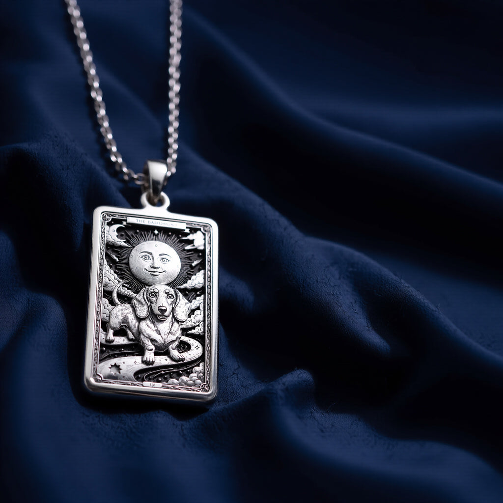 Dachshund Tarot Dog Mom Medallion - 925 Sterling Silver