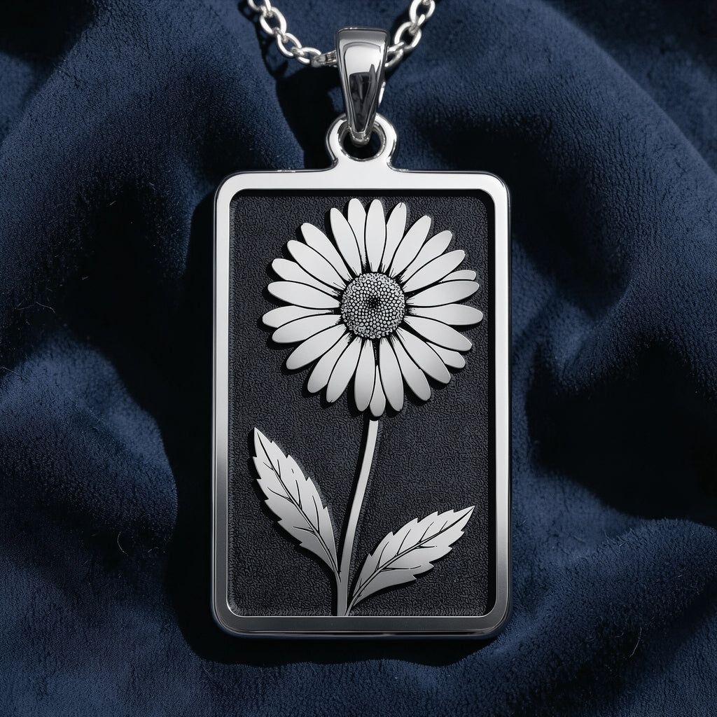 Daisy Pendant Necklace - April Birth Flower Minimalist Gift - 925 Sterling Silver