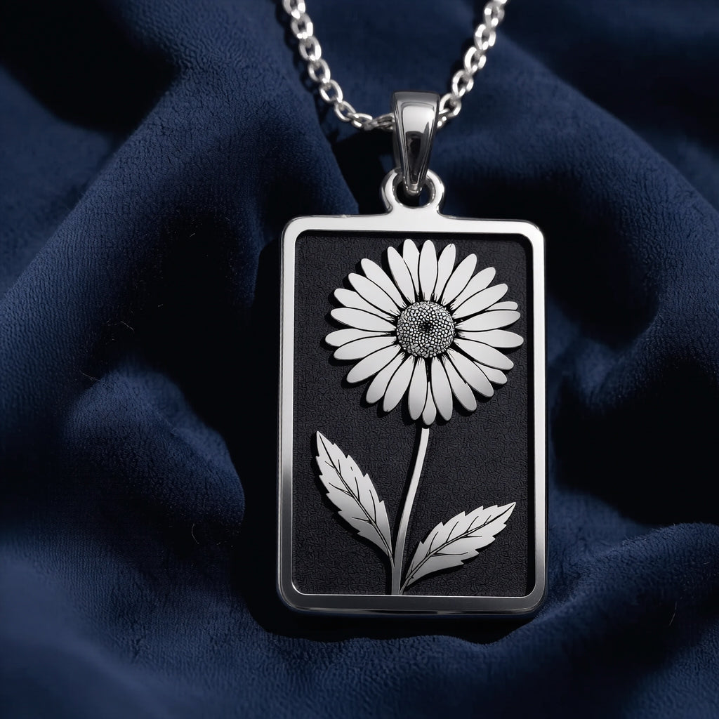 Daisy Pendant Necklace - April Birth Flower Minimalist Gift - 925 Sterling Silver