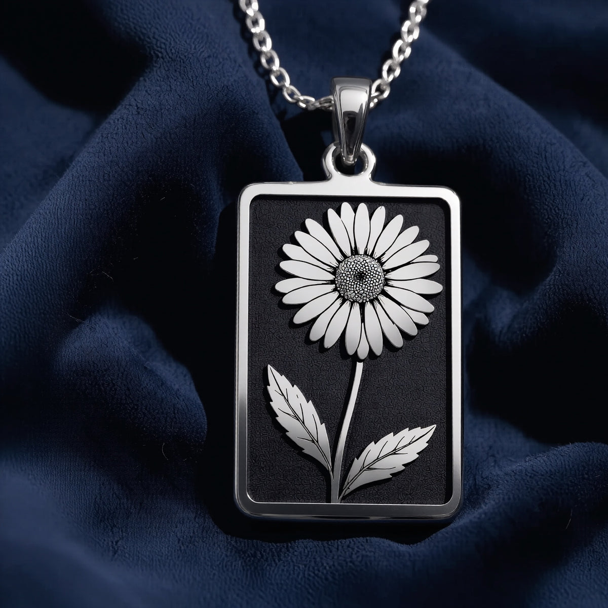 Daisy Pendant Necklace - April Birth Flower Minimalist Gift - 925 Sterling Silver