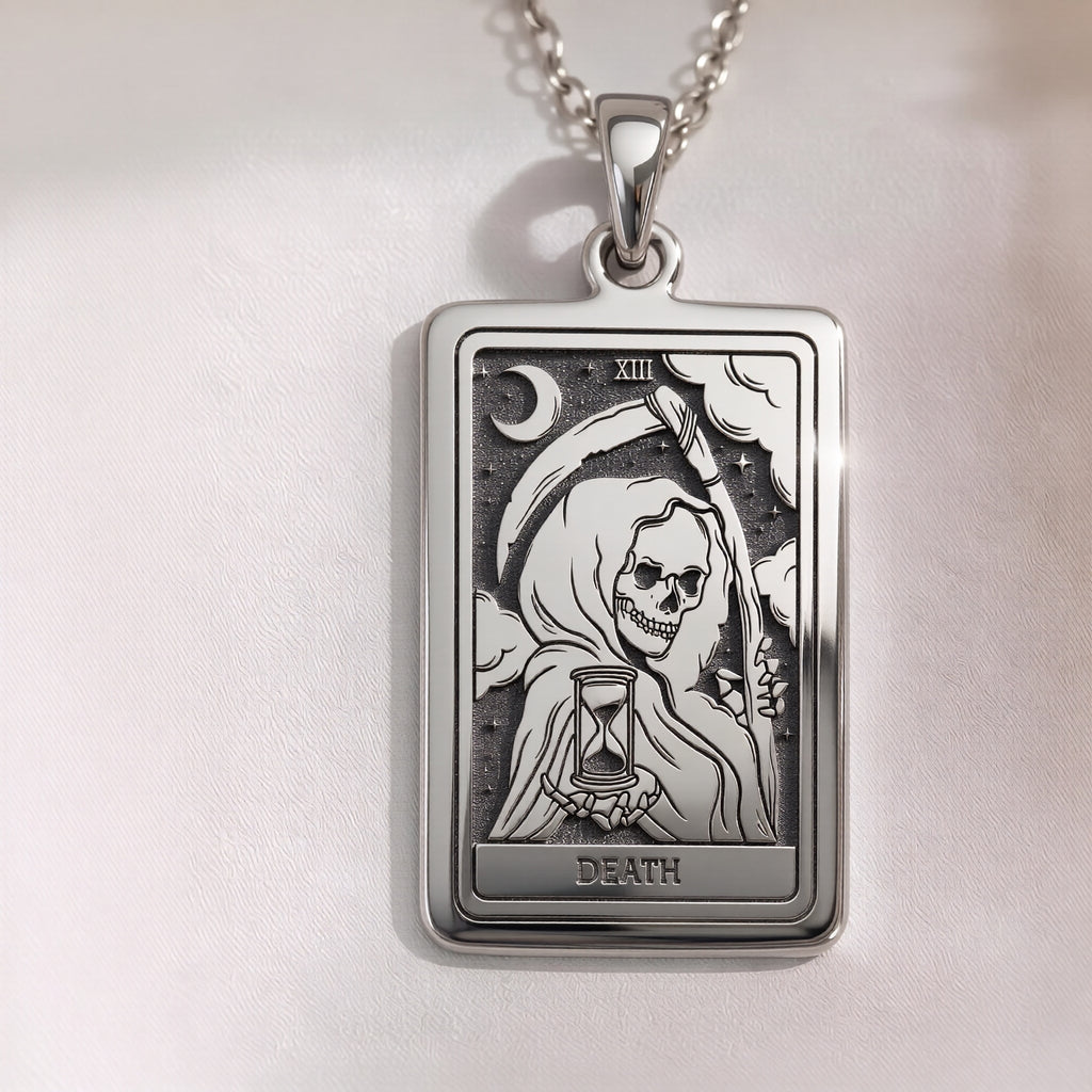 Death Tarot Rider Waite Necklace | Silver & Plated Options - Occult Arcana Spiritual Protection