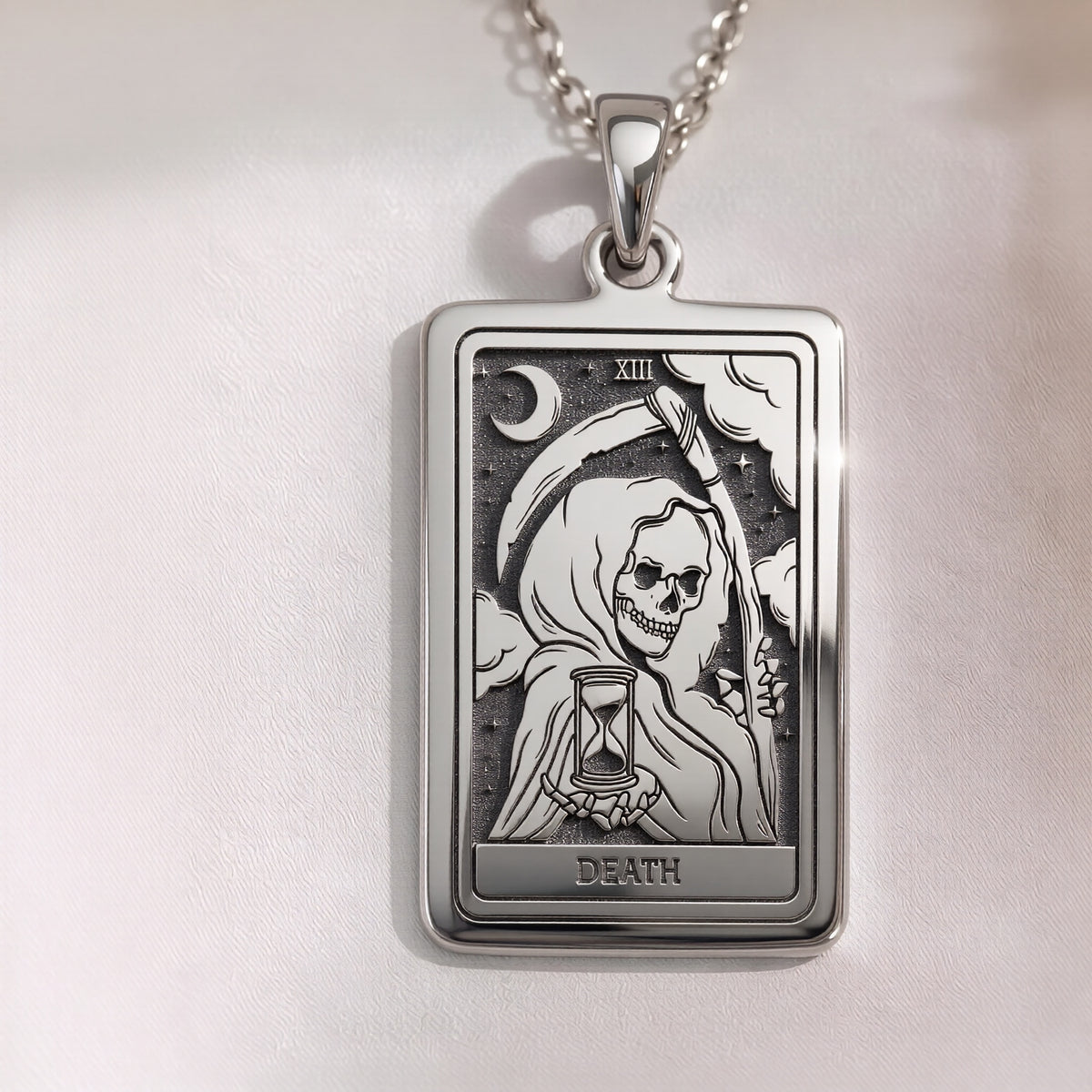 Death Tarot Rider Waite Necklace | Silver & Plated Options - Occult Arcana Spiritual Protection