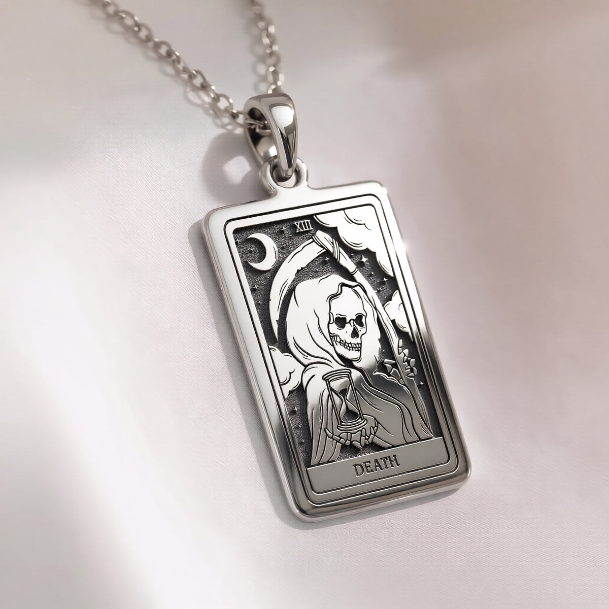 Death Tarot Rider Waite Necklace | Silver & Plated Options - Occult Arcana Spiritual Protection