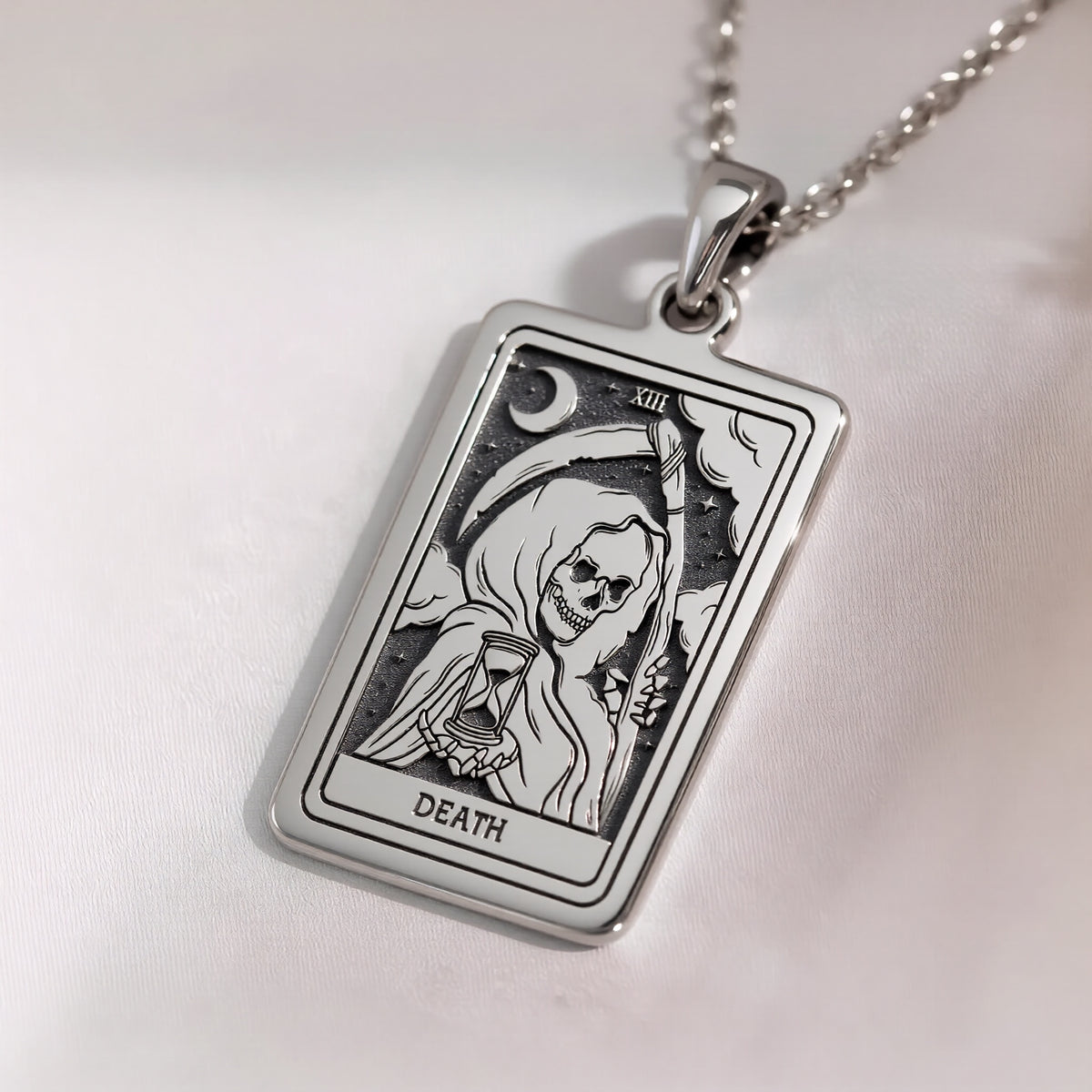 Death Tarot Rider Waite Necklace | Silver & Plated Options - Occult Arcana Spiritual Protection