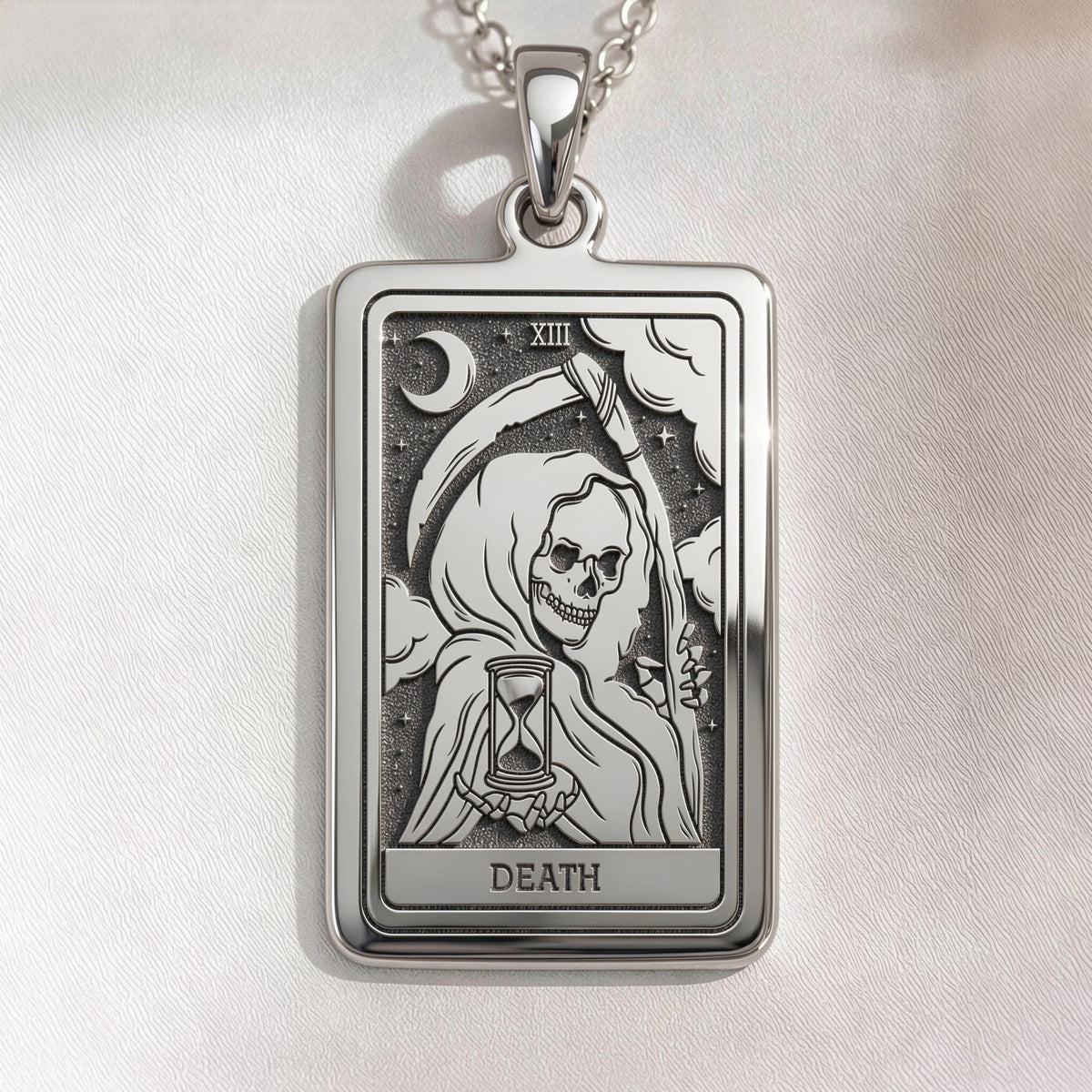 Death Tarot Rider Waite Necklace | Silver & Plated Options - Occult Arcana Spiritual Protection