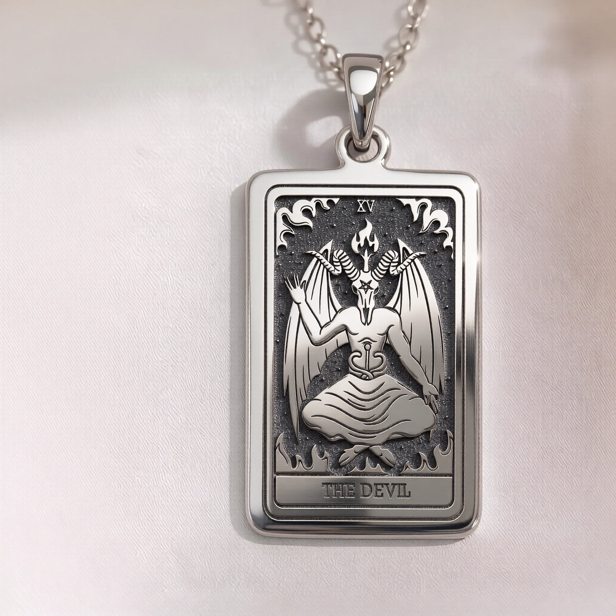 Devil Tarot Rider Waite Occult Amulet Necklace | Silver & Plated Options - Spiritual Protection Talisman