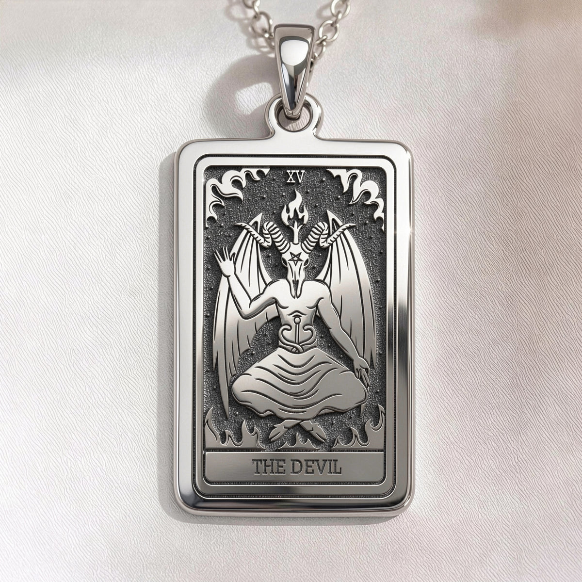 Devil Tarot Rider Waite Occult Amulet Necklace | Silver & Plated Options - Spiritual Protection Talisman