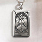 Devil Tarot Rider Waite Occult Amulet Necklace | Silver & Plated Options - Spiritual Protection Talisman