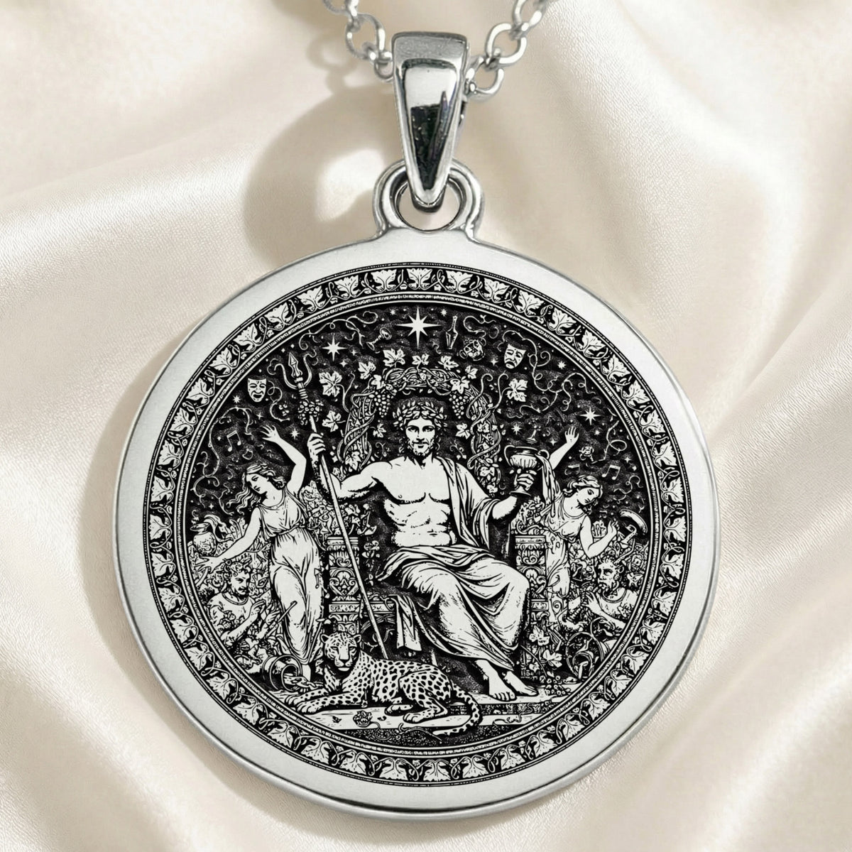 925 sterling silver Dionysus God of Wine pendant, detailed view 8.