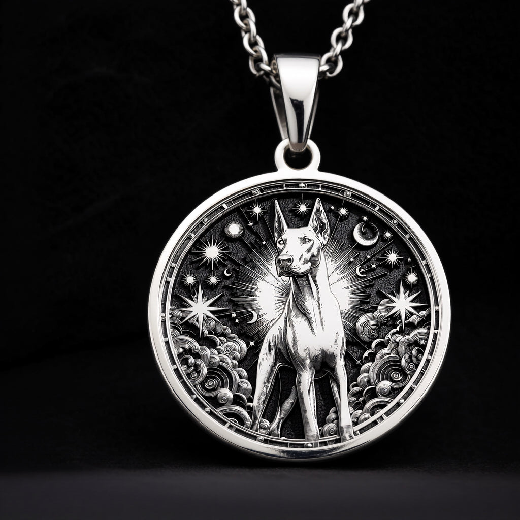 925 sterling silver Doberman Pinscher pendant, detailed view 5.